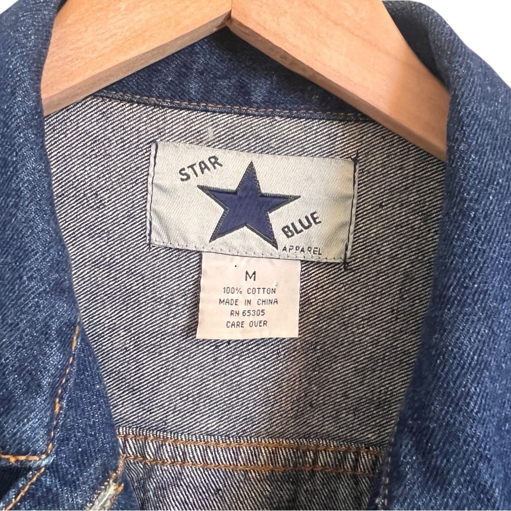 Vintage Star Blue Women's Denim Jean Jacket Size M Long Sleeve Logo Buttons - Picture 2 of 12
